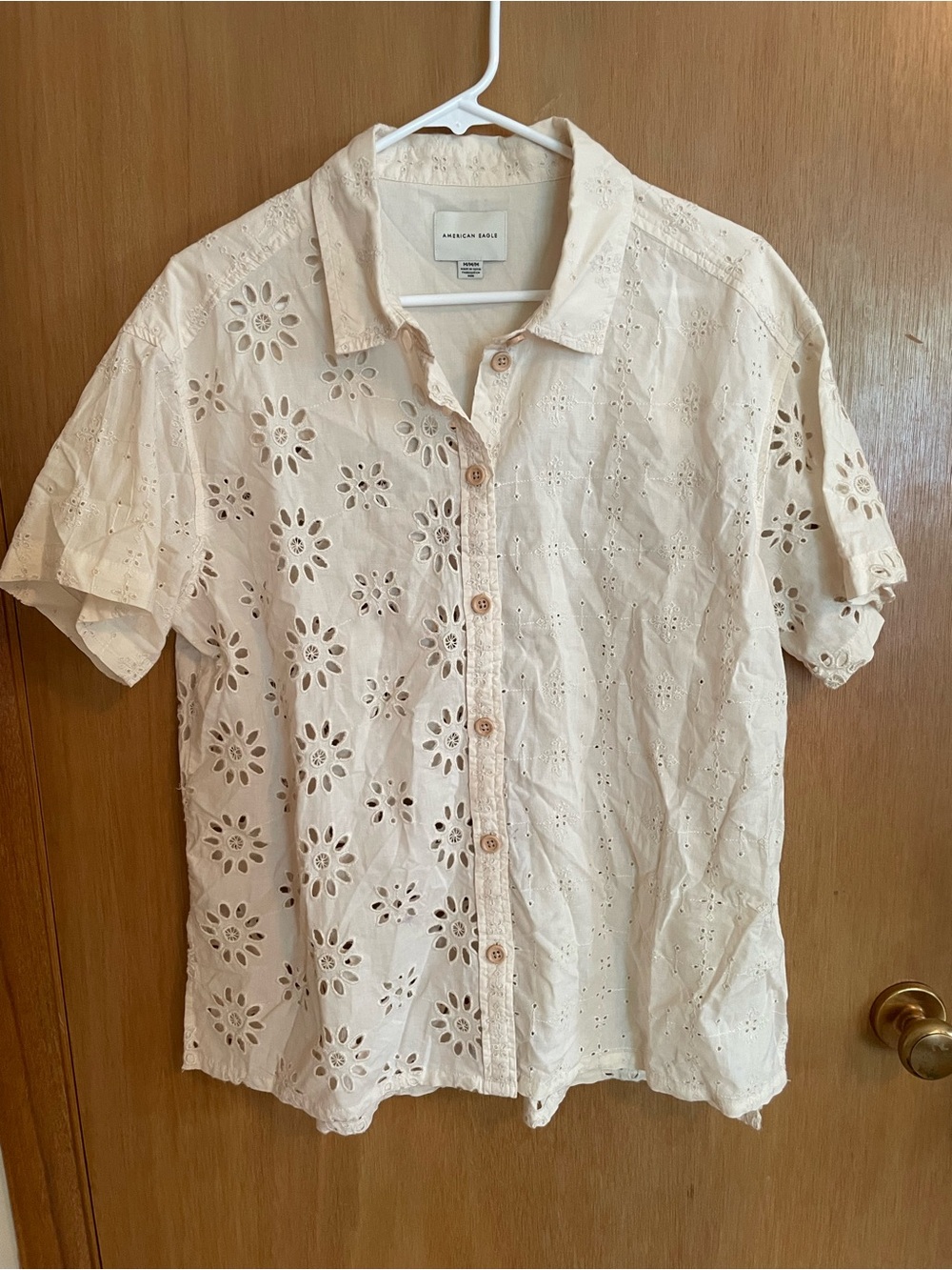 American Eagle Cotton 2-Tone Lace Casual Button Down M